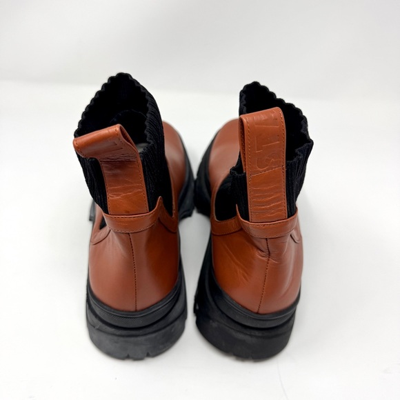 Staud Women's Brown Bow Sock-Ankle Lug Sole Chelsea Boots - Picture 10 of 12